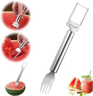 Produktbild von 2-in-1 Obstschneider aus Edelstahl für Wassermelonen