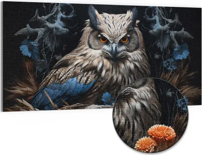 Produktbild von DEQOART Hybrid Leinwand Bild 100x50 cm 'Stille Eulenwacht' Wandbild Glas flach modern