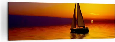 Produktbild von Bild auf Leinwand - Leinwandbild - Boot Sonnenuntergang Landschaft - 160x50cm - Wand Bild - Wanddeko - Leinwanddruck - Bilder - Kunstdruck - Leinwand bilder - Wandkunst - AB160x50-0106