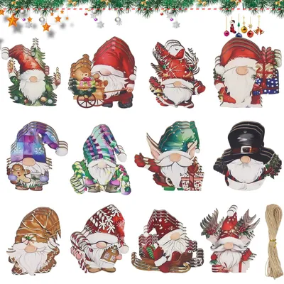 36er Set Weihnachtsbaumanhänger, Holzzwerge, Weihnachtsdeko