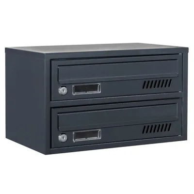 Produktbild von Briefkastenanlage 2-postkasten GLM Euro Anthrazit RAL 7016 doppelter Wandmontage