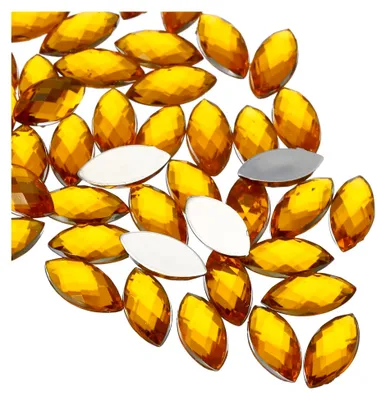 Produktbild von 50 Stück Navette-Strasssteine Gelb, 15 x 7 mm, Glitzersteine für Bastelarbeiten und Rhinestones, für DIY-Projekte, Hochzeiten und Partys