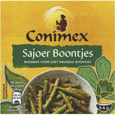 Obrázek produktu pro Conimex Boemboe Sajoer Boontjes 95g - Pikantní indonéská směs koření pro zelené fazolky