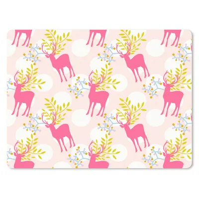Produktbild von MuchoWow® Mauspad Mousepad Hirsche - Rosa - Muster 23x19 cm - Mousepads - Maus Mat - Pad - Mausunterlage - Schreibtischunterlage - Mauspad