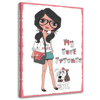 Produktbild von Leinwandbild beste freunde 40x60 cm Feeby farbe wandbild bereit zum aufhängen