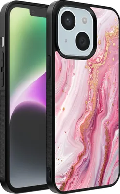 Produktbild von Smartphonica Handytasche passend für iPhone 14 Plus mit Marmordruck - TPU Rückseitenschutzhülle Marmordesign - Pink