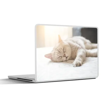 Produktbild von MuchoWow® Laptop Aufkleber Sticker Cover Katze schläft auf dem Bett 30x21 cm - Sticker für Laptop - Selbstklebend