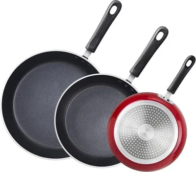 Produktbild von Silecomplaza Antihaft-Pfannen-Set, 3-teilig, 20,3 cm, 24,9 cm, 27,9 cm, 27,9 cm, Bratpfanne, Bratpfanne, Induktionskompatibel, Marmorrot