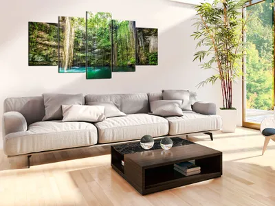 Produktbild von Akustikbild Landschaft Natur 200x100 cm Bilder Akustikschaum Hochleistungsschallabsorber Schallschutz Leinwand 5 tlg Wandbild Raumakustik Schalldämmung c-B-0052-b-m