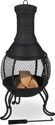 Produktbild von Famanu Feuerstelle mit Schürhaken - 88 x 38 cm - schwarz