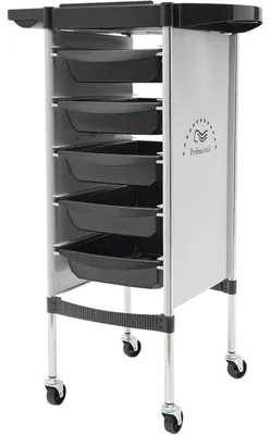 Image de Chariot de coiffure - Chariot de salon - 6 niveaux, 5 tiroirs - Acier inoxydable - Rangement pour cosmétiques et produits de coiffure - Capacité de charge : 15 kg - Blanc