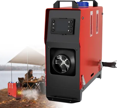 Image de Chauffage à air diesel XINZI 8 kW avec écran LCD et télécommande, chauffage d'appoint, chauffage à air pour le camping, l'atelier et une utilisation hors réseau, rouge (type D)