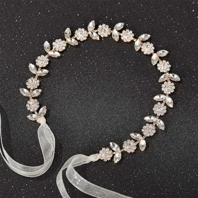 Produktbild von Braut-Stirnband mit Kristall-Haarschmuck, Wassertropfen-Diadem für Damen, Kommunion, Mädchen und Hochzeit, Blumenschmuck mit Perlen für Bräute, Brautjungfern und Blumenmädchen