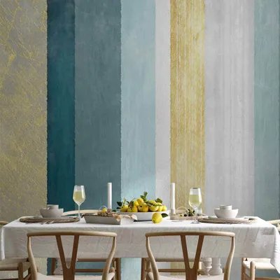 Produktbild von Vlies Fototapete - Striped pattern - abstract background in stripes in blue tones with gold pattern 300x210 cm Muster f-A-10032-a-c