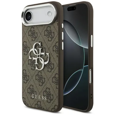 Immagine prodotto di Custodia iPhone 17 Air in ecopelle Guess marrone Big Logo in metallo argento