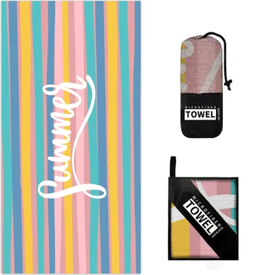 Obrázek produktu pro Nadrozměrná rychleschnoucí plážová osuška z mikrovlákna - 80x160 cm, bez písku, kompaktní a lehká, na cesty, plavání, pro dospělé a děti, A