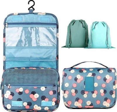 Immagine prodotto di Set da bagno per uomo e donna, 9 pezzi, blu, per il viaggio e l'uso quotidiano, con flacone da viaggio per cosmetici