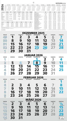 Productafbeelding van ZETTLER 609787 Wandkalender voor 4 maanden, formaat 33 x 59 cm, zwart/blauw