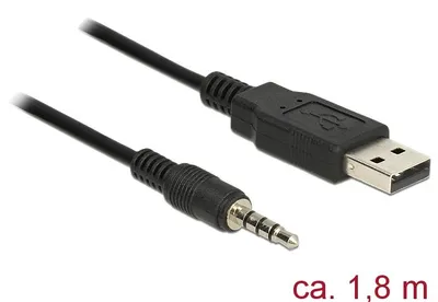 Produktbild von DeLOCK 1.8m USB2.0-A/3.5mm, 3.5mm, Männlich, USB Typ-A, Männlich, 1,8 m, Schwarz