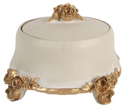 Obrázek produktu pro Clayre & Eef Šperkovnice Ø 14x9 cm Béžový plast