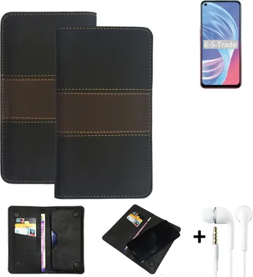 Produktbild von K-S-Trade Handyhülle + Kopfhörer kompatibel mit Oppo A73 5G Schutzhülle Walletcase Bookstyle Tasche Schutz Case Hülle Wallet Cover Kunstleder