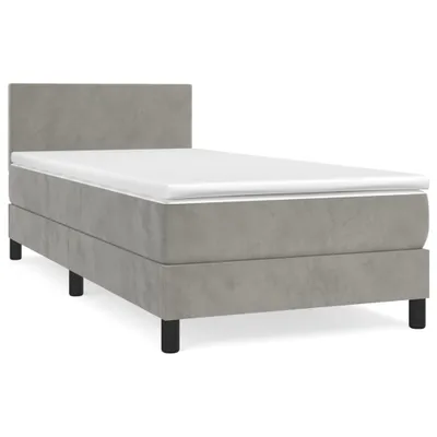 Produktbild von vidaXL Boxspringbett mit Matratze Hellgrau 90x200 cm Samt