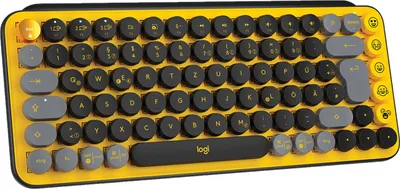 Produktbild von Logitech POP Keys, Mini, Kabellos, Bluetooth, Mechanischer Switch, QWERTZ, Schwarz, Grau, Gelb