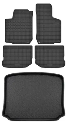 Productafbeelding van Rubberen automatten + kofferbakmat voor Seat Leon I 1999-2005 (hatchback) – 5-delig, zwart, op maat – Wielganizator