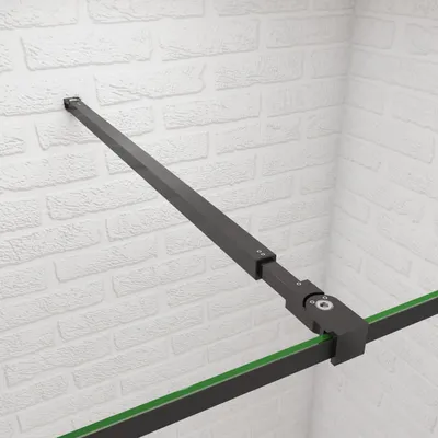 Produktbild von 730-1200mm(rund & einstellbar)Schwwarze Haltestange für Duschwand Stabilisator für Glasstärke 6-10mm
