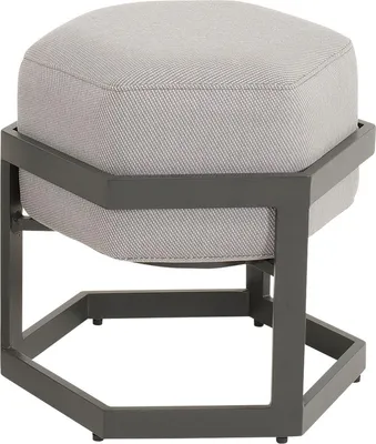 Produktbild von Quadratischer Gartenhocker mit Polster und Metallgestell in Grau