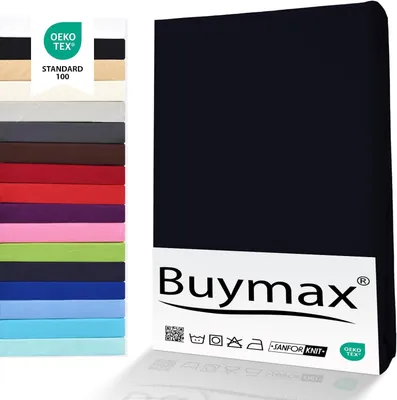 Productafbeelding van Hoeslaken 90x200cm Dubbelpak 100% Katoen Hoeslaken Laken Jersey, Matrashoogte tot 25 cm,  gecertificeerd, Zwart