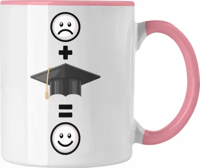 Produktbild von Trendation - Abschluss Tasse Geschenk für Bestandene Prüfung Abitur Bacherlor Master Lustige Geschenkidee :( + Abschluss = :) Geburtstag (Rosa)