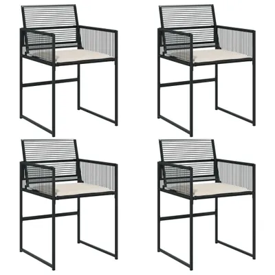 Produktbild von Gartenstühle mit Kissen 4 Stk. Schwarz Poly Rattan