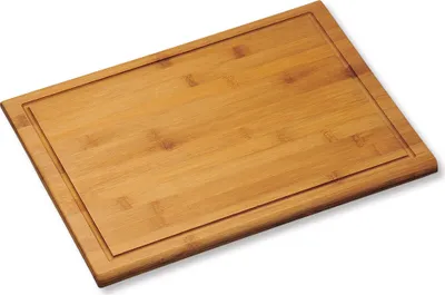 Produktbild von KESPER Tranchierbrett Schneidebrett Bambus  44x32 cm, mit Saftrille, extra groß und robust, 58102
