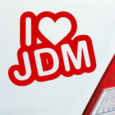 Produktbild von Auto Aufkleber I Love JDM Liebe Tuning 12x10 cm Rot Sticker Heckscheibenaufkleber