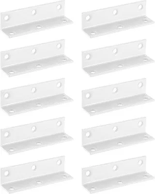 Produktbild von 10er L-Verbindungsbrett, schwerlastfähiges weißes Metall, 80 x 20 x 20 mm