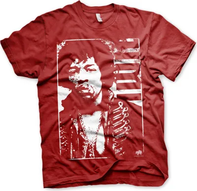 Produktbild von Jimi Hendrix Distressed T-Shirt - X-Large - Tango-Red