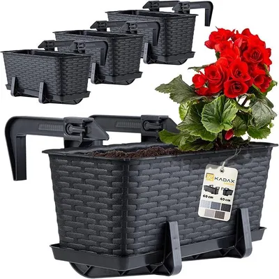 Produktbild von KADAX Blumentopf "Castro", Topf mit Griffen, 40cm, Anthrazit, 4 Stück