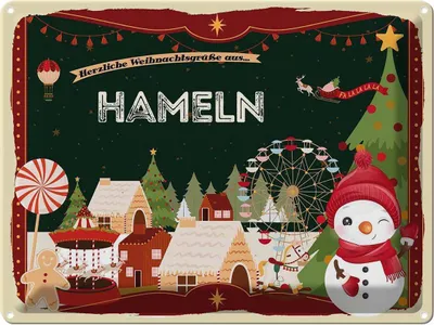 Produktbild von vianmo Blechschild 30x40 cm Weihnachtsgrüße aus Hameln Weihnachten