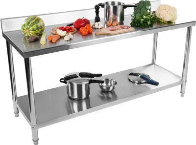 Obrázek produktu pro Expondo Royal Catering pracovní stůl z nerezové oceli – ECO – 180 x 60 cm – 400 kg – zvýšená hrana –