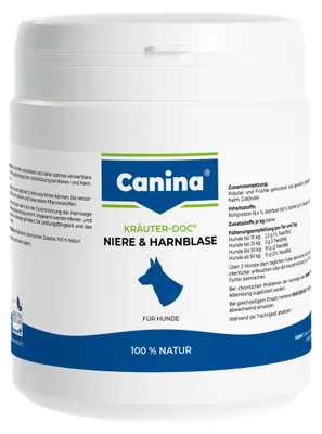 Produktbild von Canina Kräuter-Doc Niere und Harnblase, Hund, Puder, Blasenbehandlung, Universal, Birke, Goldrute, Brennnessel, 300 g