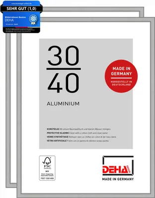 Produktbild von DEHA Design Bilderrahmen Boston (2er Set), 30x40 cm, Aluminium Silber Matt