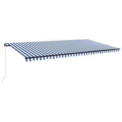Image de vidaXL Store manuel rétractable avec LED 600x300 cm bleu & blanc