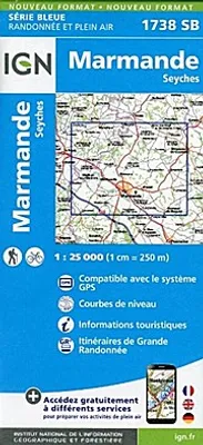 Image de Marmande - Seyches : 1:25 000. Carte topographique, série bleue. Itinéraires de randonnée