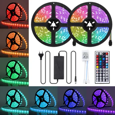 Produktbild von AMBOTHER RGB LED Streifen 2×5 m – 10 m LED Streifenlicht mit Fernbedienung | Farbwechselnde, selbstklebende LED-Strips für Zimmer, TV & Ambientebeleuchtung