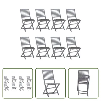 Produktbild von The Living Store Klappbare Gartenstühle 8 Stk. mit Kissen Massivholz Akazie