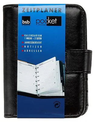 Produktbild von BSB Zeitplaner Kunststoff A7 schwarz mit Lasche BSB 02-0253