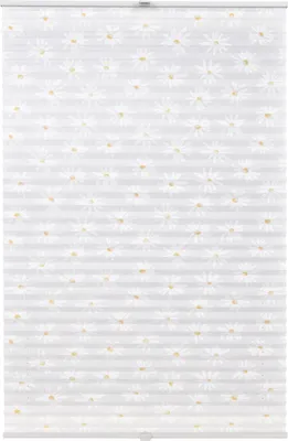 Produktbild von Plissee Printed Maßanfertigung Klemmfix Farbe: Weiß Motiv Flower, Größe: B): 51-60 cm, H): 151-200 cm