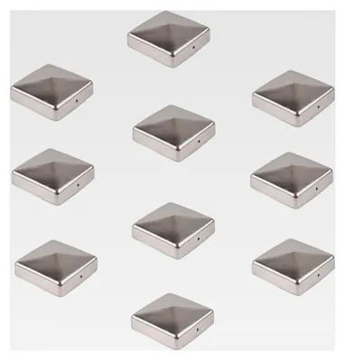 Produktbild von 10 Stück Edelstahl Pfostenkappe Abdeckkappe für Pyramidenpfosten 91 mm 9x9 cm