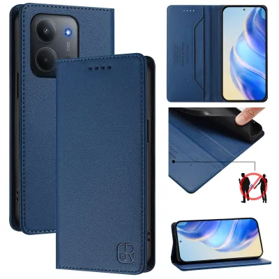 Image de Etui en cuir pour Xiaomi Redmi 15C 5G/4G, étui à rabat avec fentes pour cartes, portefeuille et support Bleu